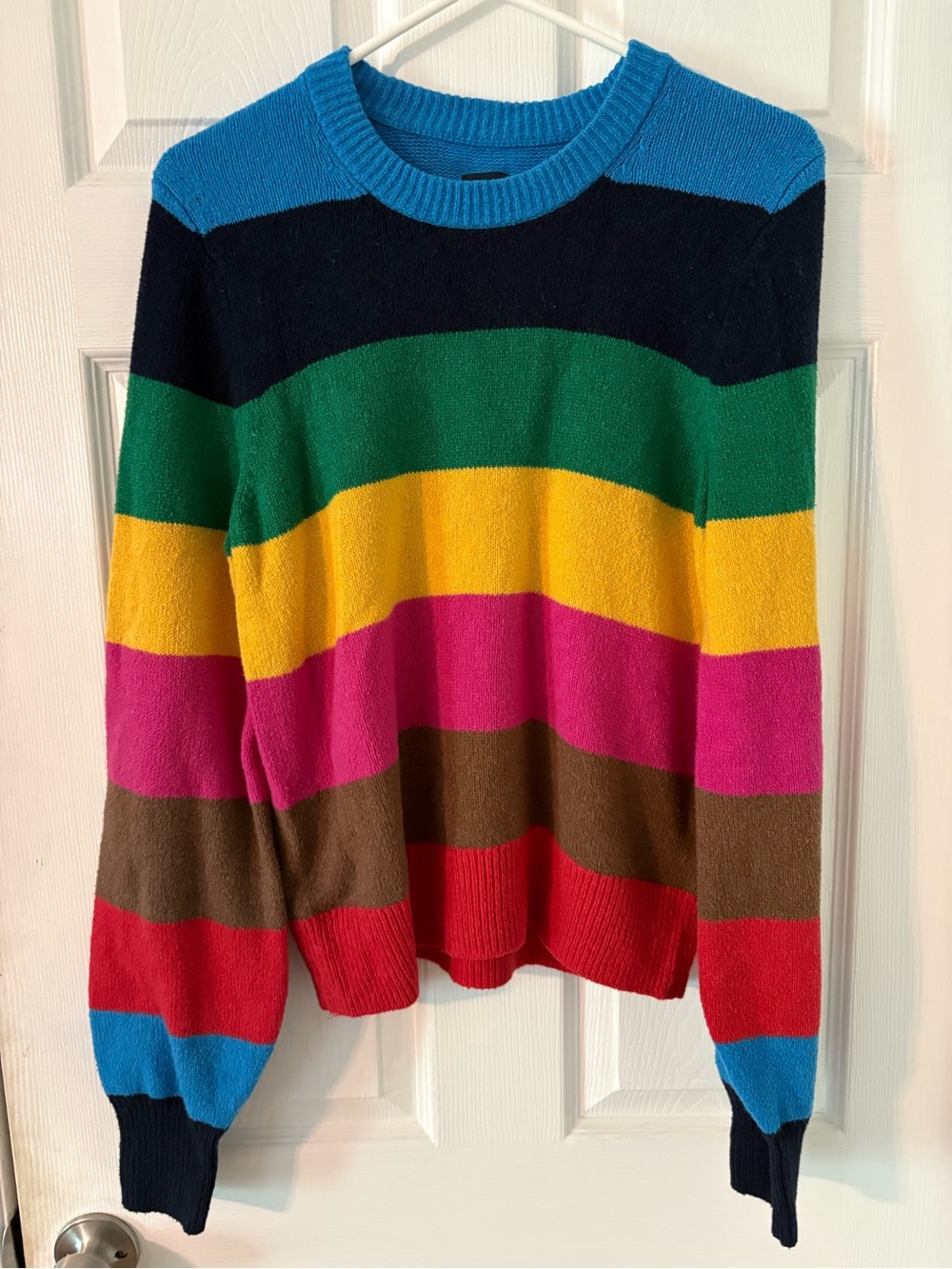 GAP Rainbow Stripe Sweater Colorblock Knit Crewneck Small - Picture 9 of 9